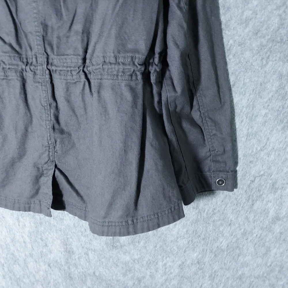 Columbia Women Jacket XL Grey‎ Hemp Cotton Utility Field Cinched Waist Zip Front
